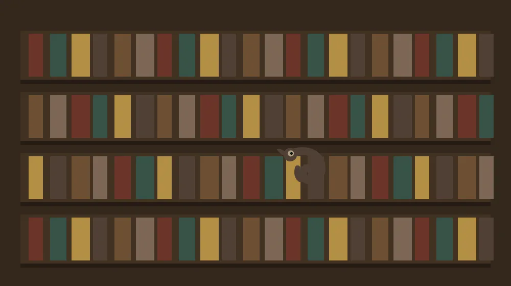 Camouflage scene illustration — Bookshelf